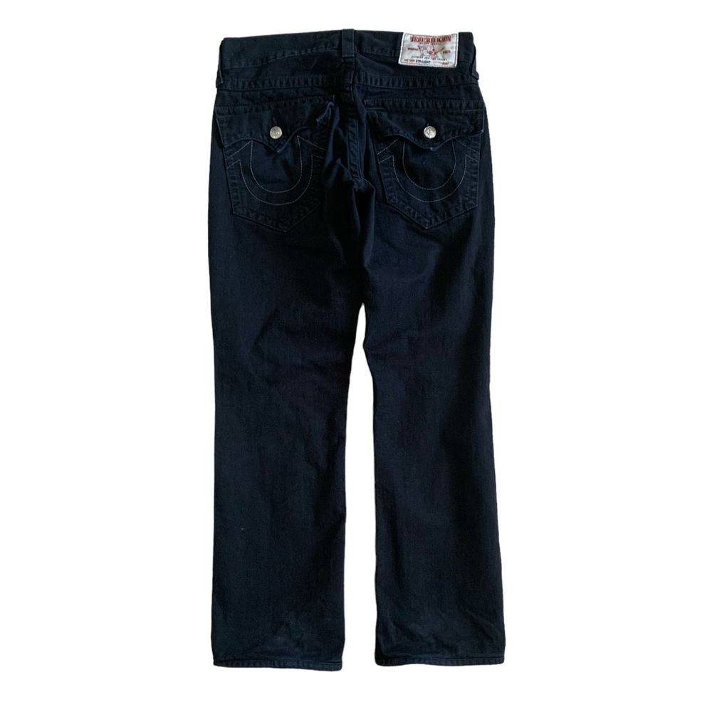 True Religion Straight With Flap All Black With Rips Jeans Size 30 - Picture 3 of 10